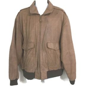 Mens XL CCI by VAN HEUSEN Brown Leather Jacket